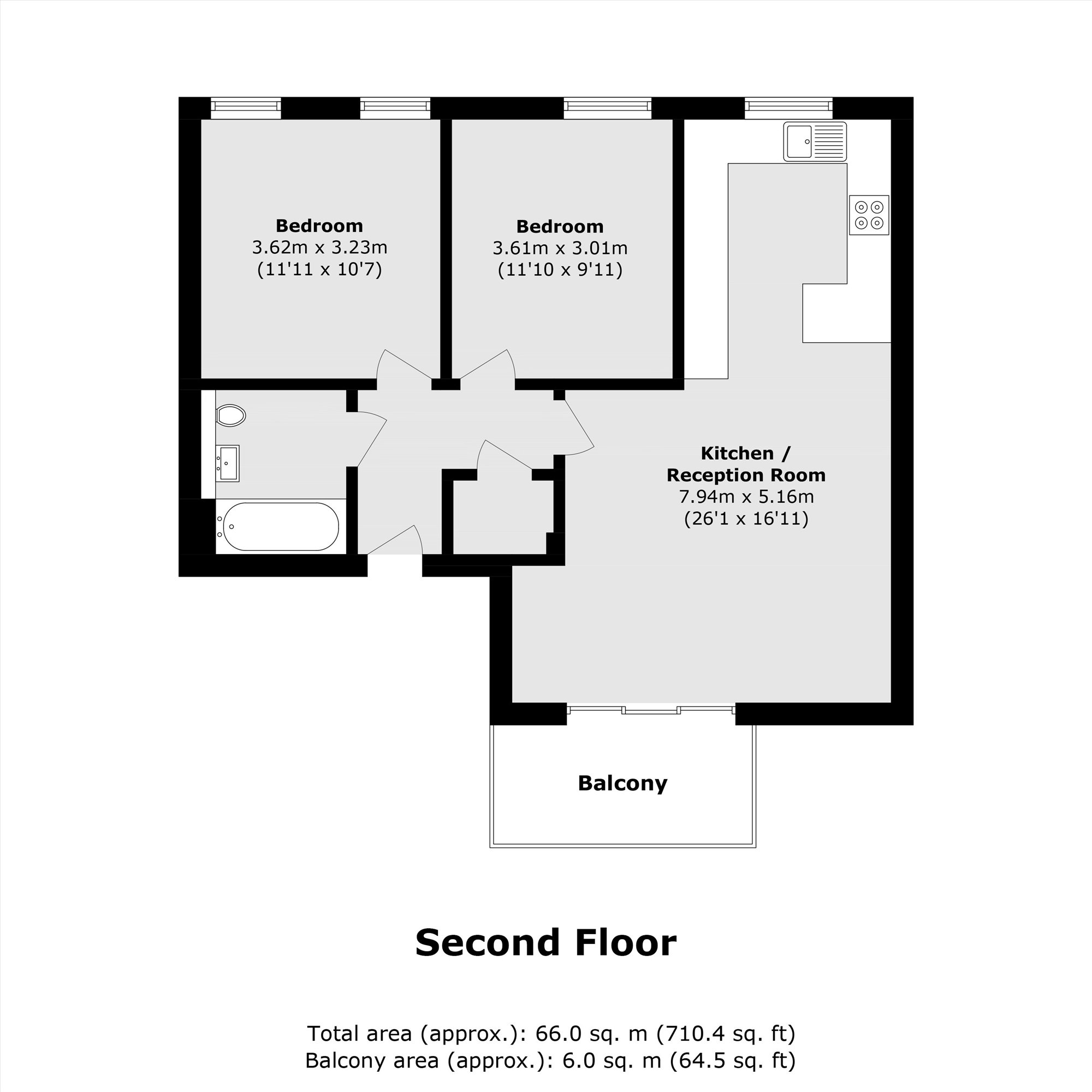 Flat 6, 203-207, Merton Road, South Wimbledon floorplan
