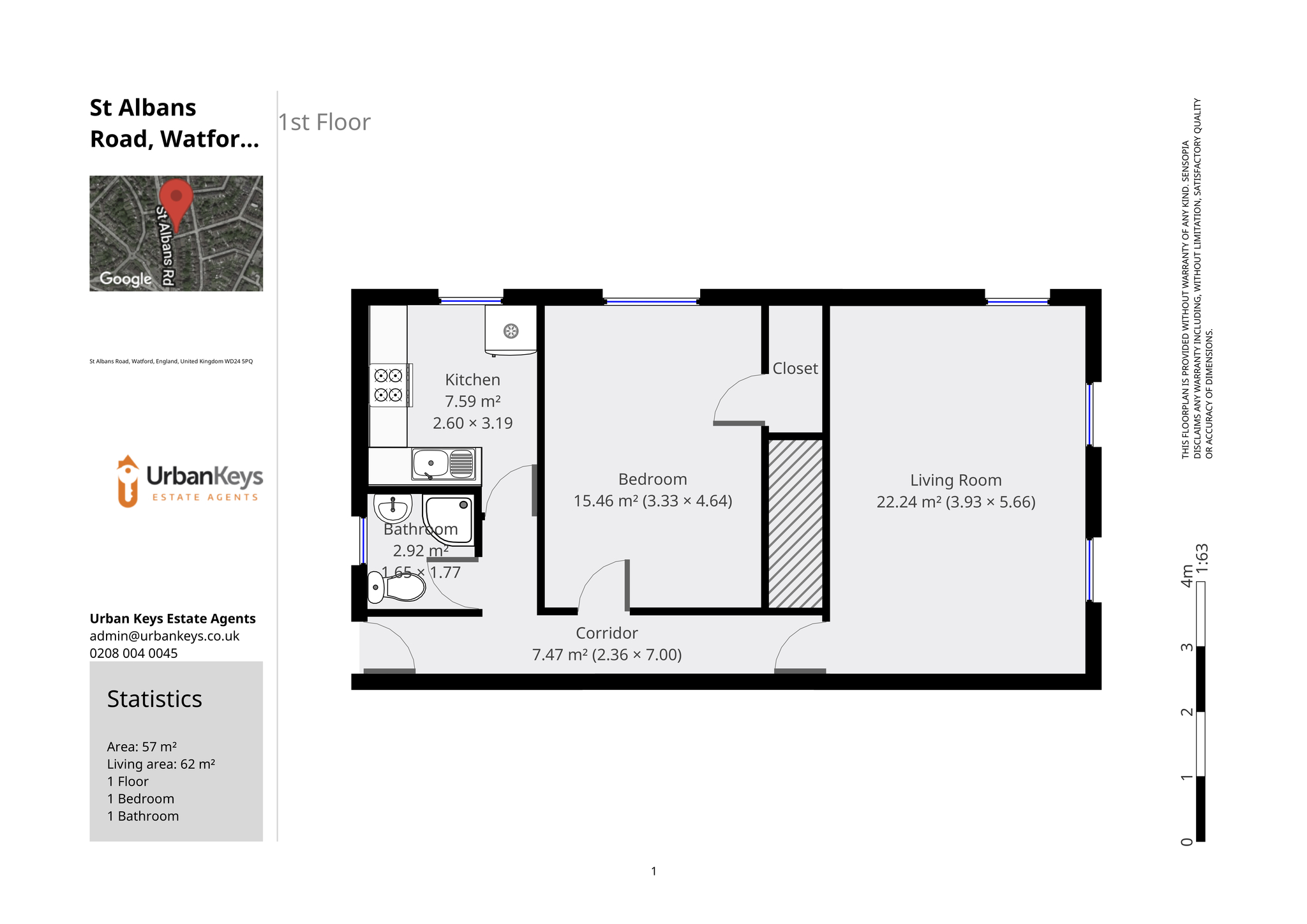 1 Bedrooms Flat to rent in St. Albans Road, Watford WD24