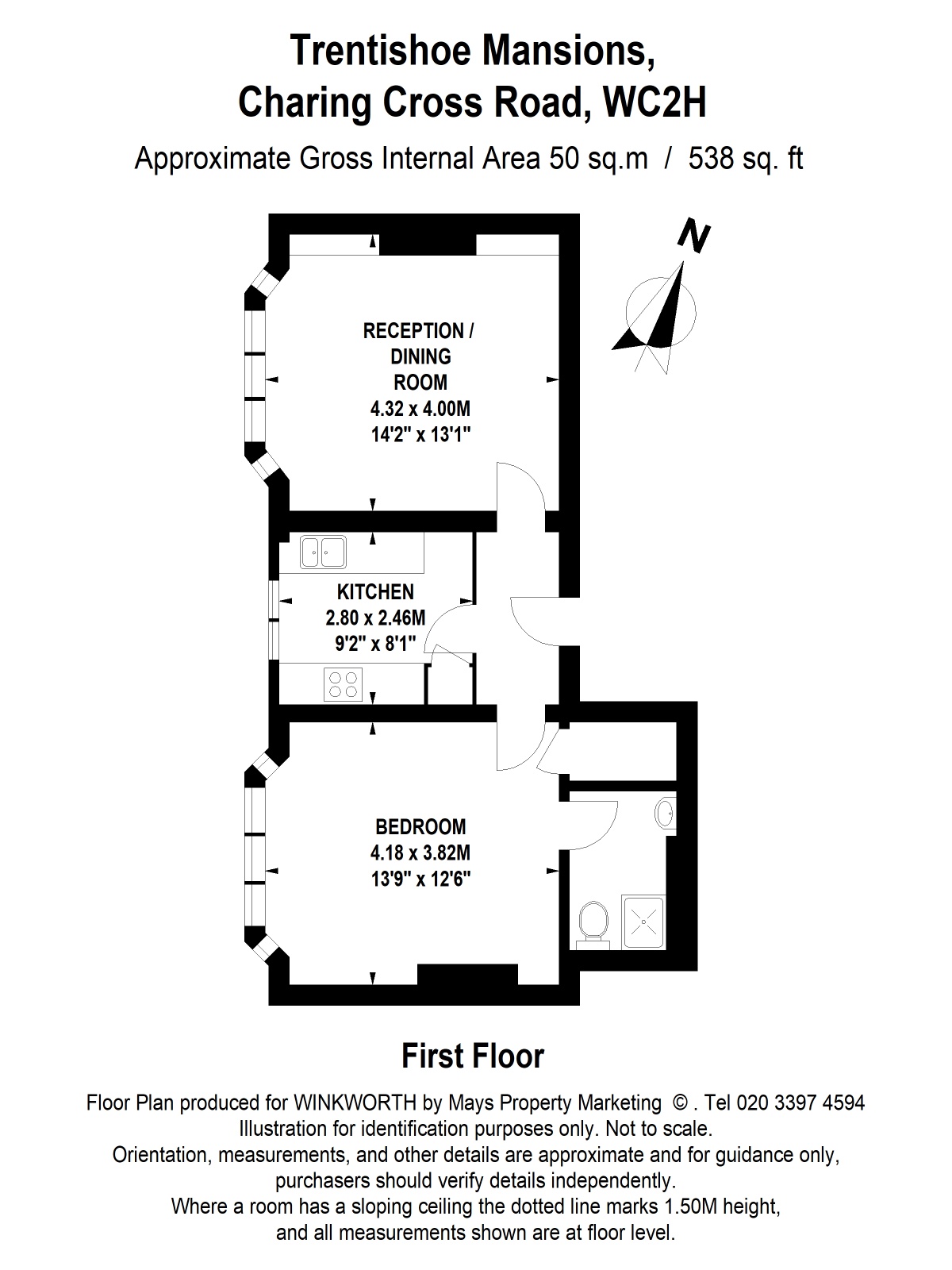 Flat 2, Trentishoe Mansions, 90, Charing Cross Road, London floorplan