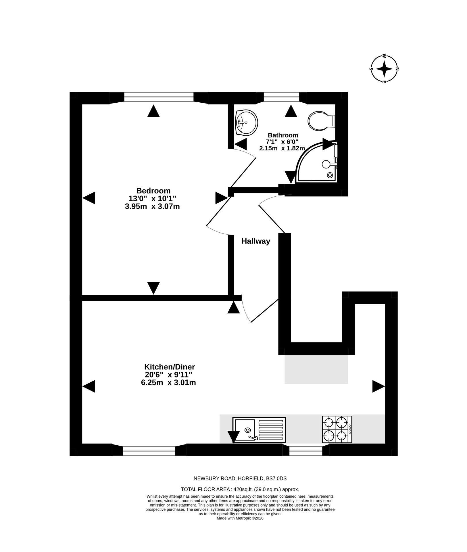 First Floor Flat, 25 Newbury Road, Bristol floorplan