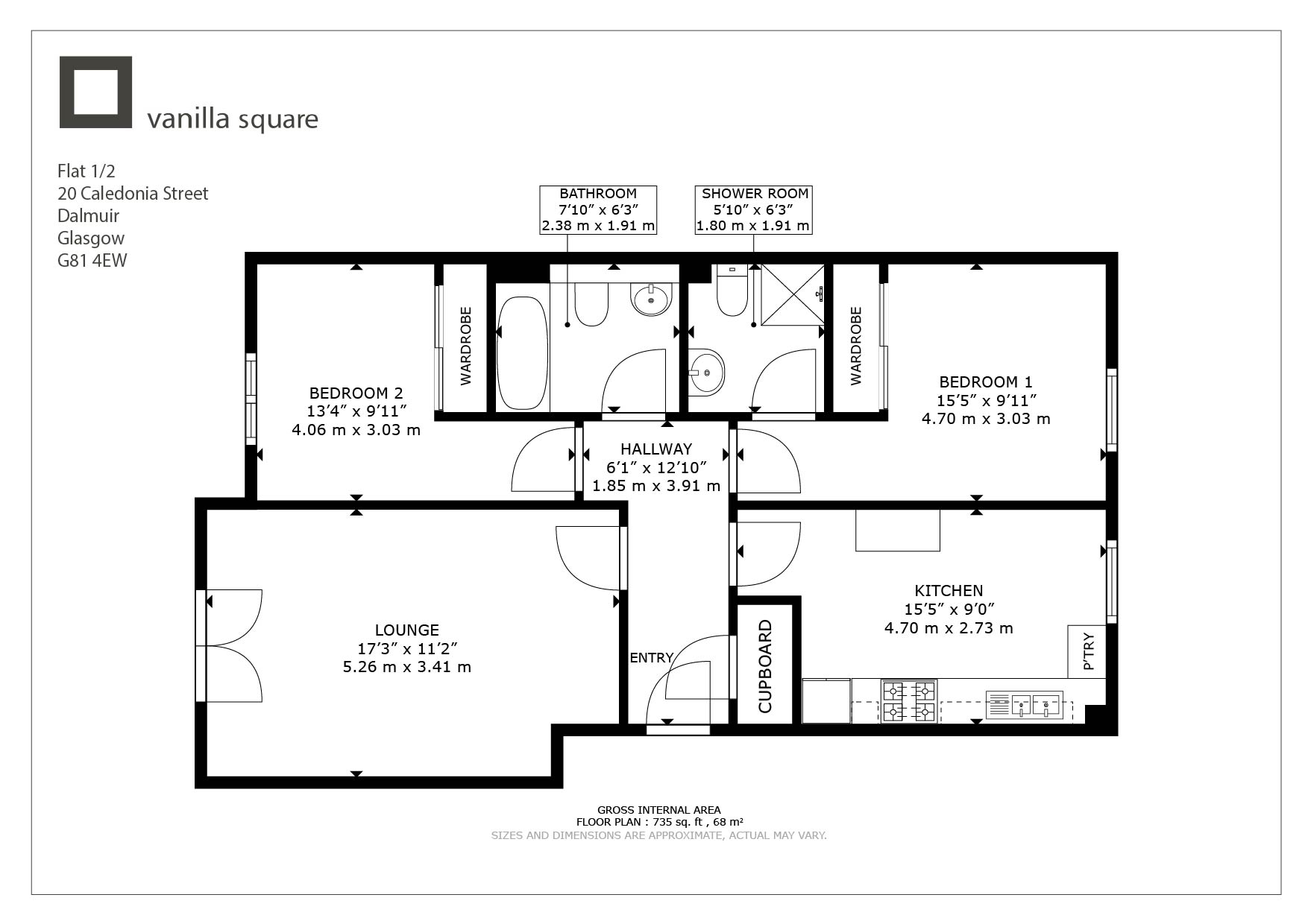 1/2, 20, Caledonia Street, Glasgow floorplan