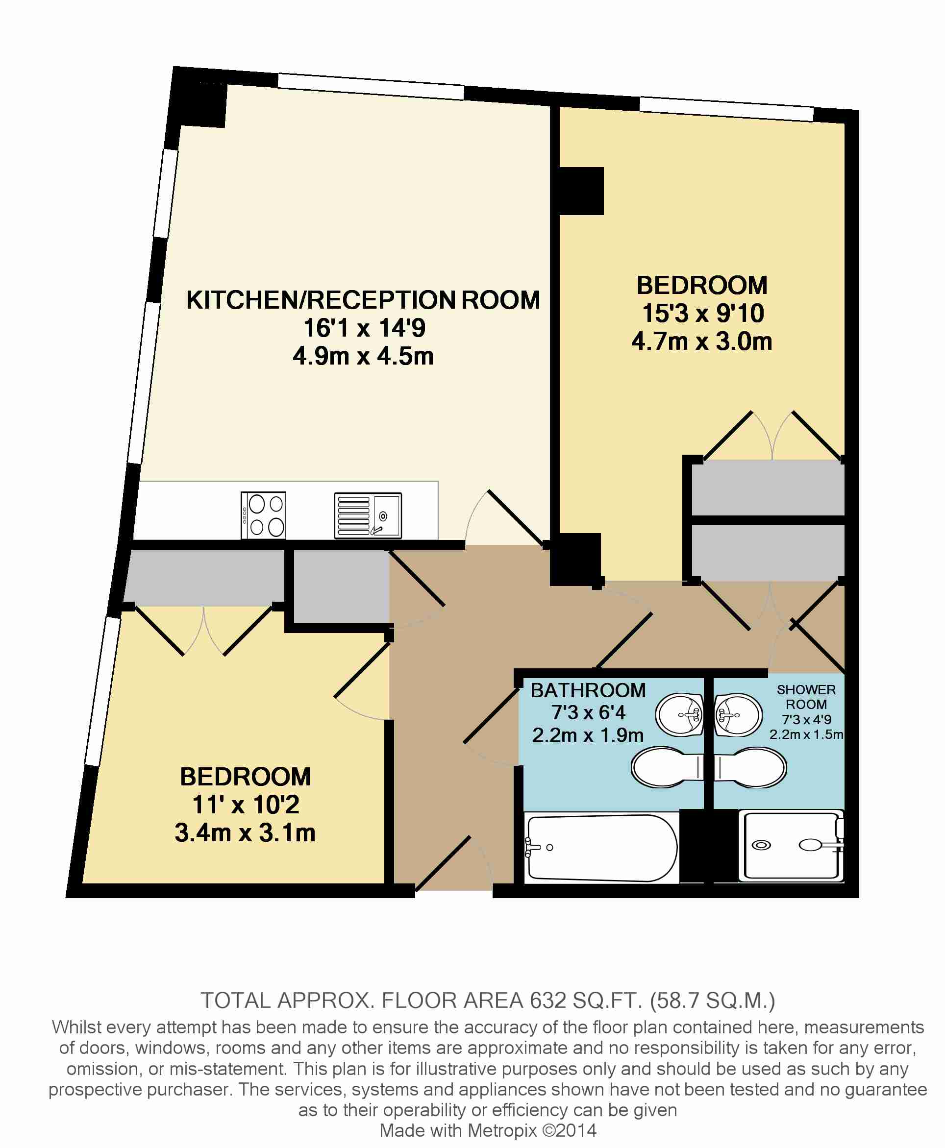 2 Bedrooms Flat to rent in Middle Lane, Crouch End N8