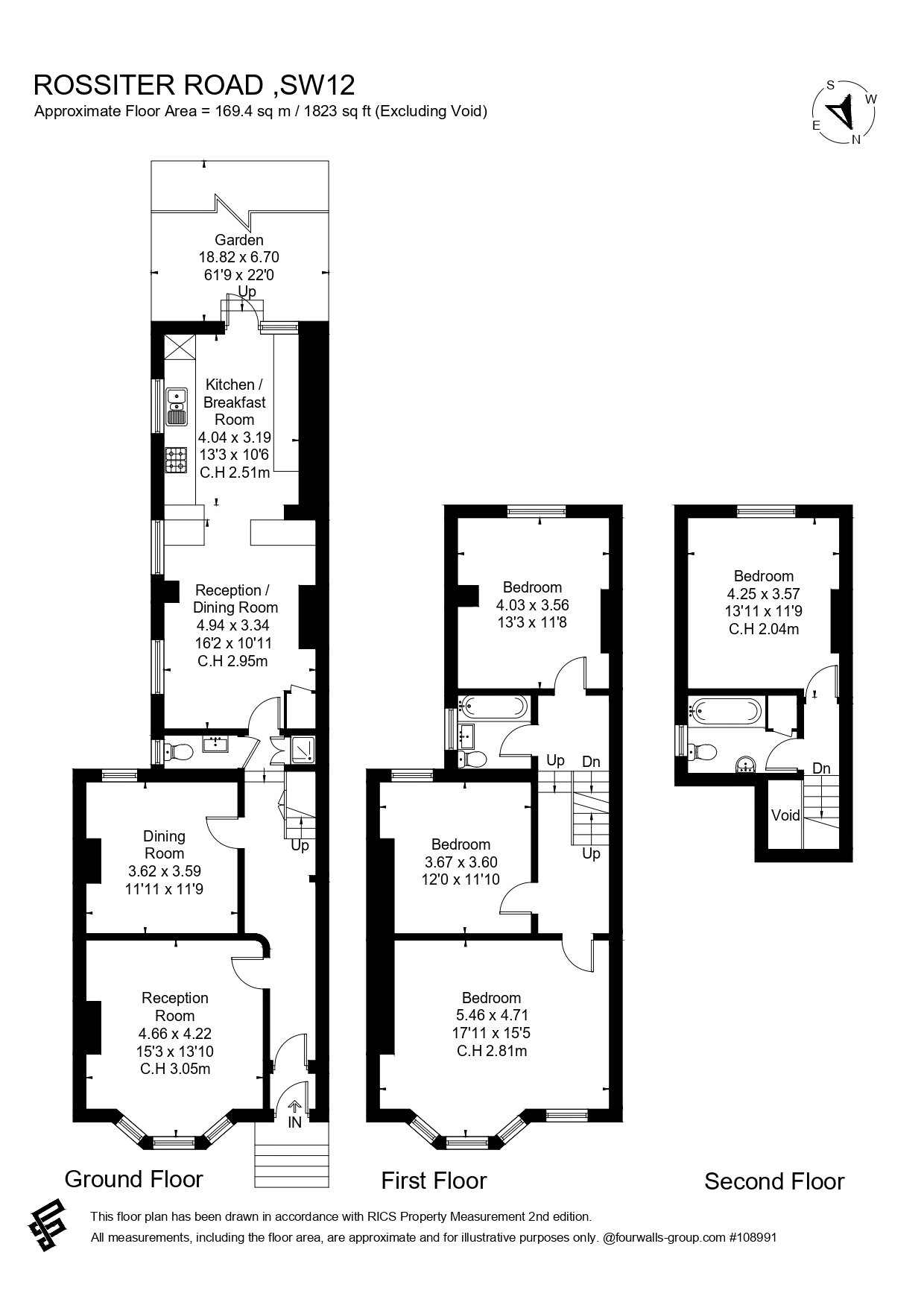 Upper Maisonette, 102, Rossiter Road, London floorplan