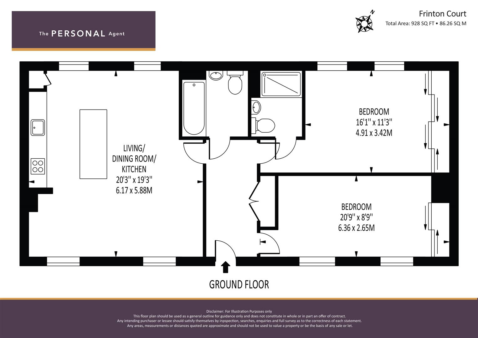 3, Frinton Court, Glanville Way, Epsom floorplan
