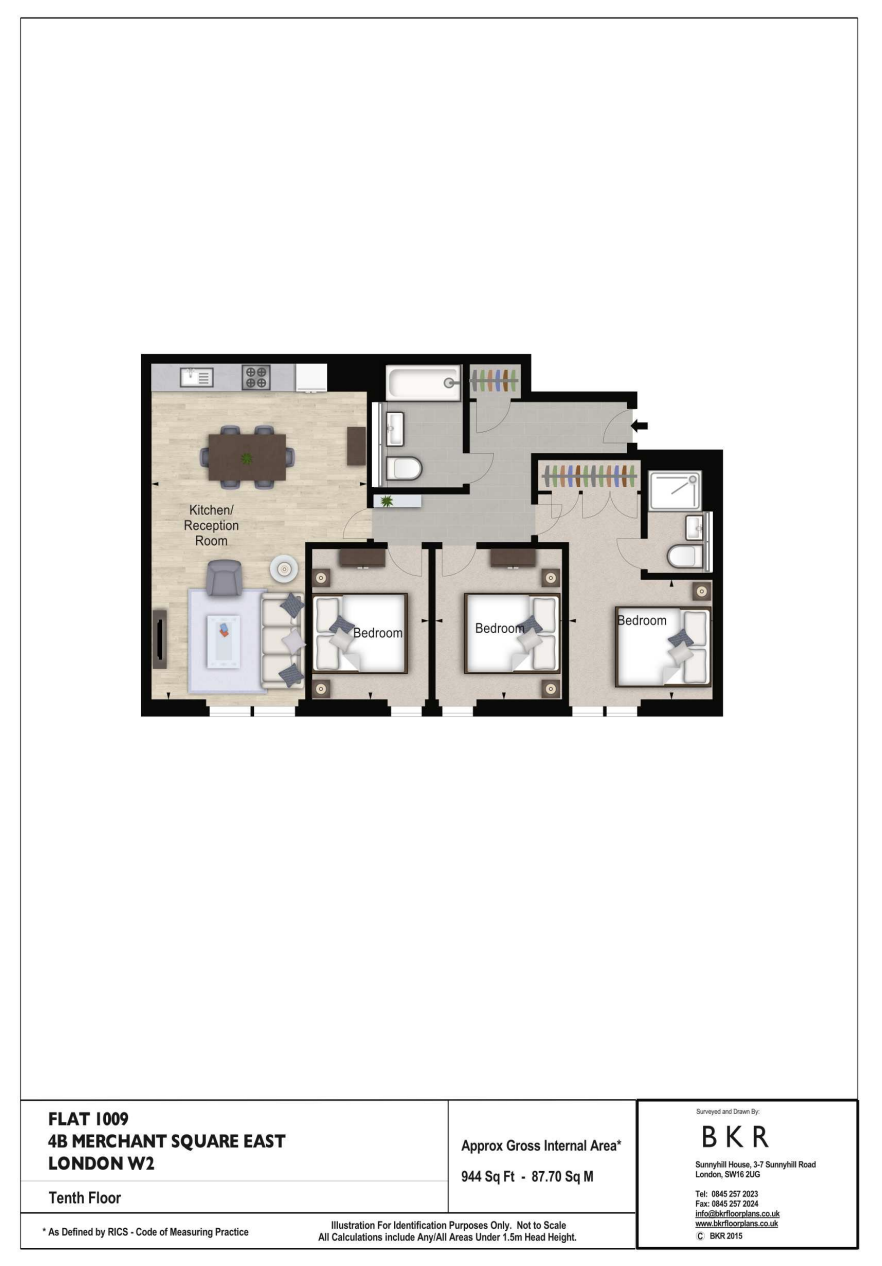 4B,Apartment 1009, Merchant Square East, London floorplan