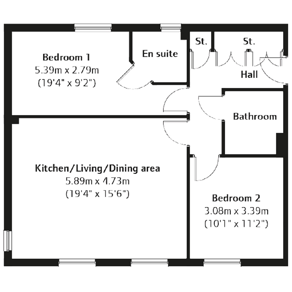 2 Bedrooms Flat for sale in 