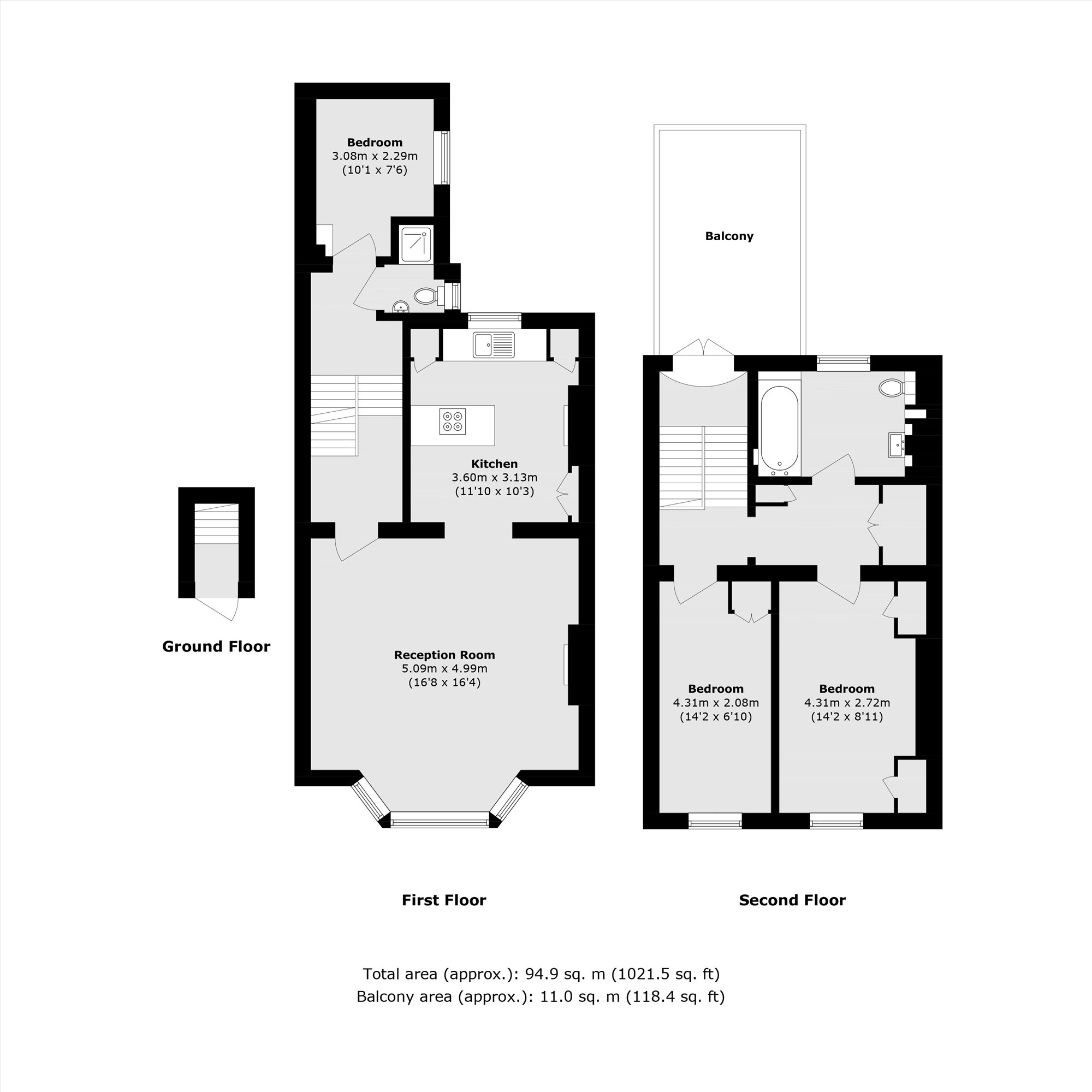 Flat 1  91b, Grosvenor Road, LONDON floorplan