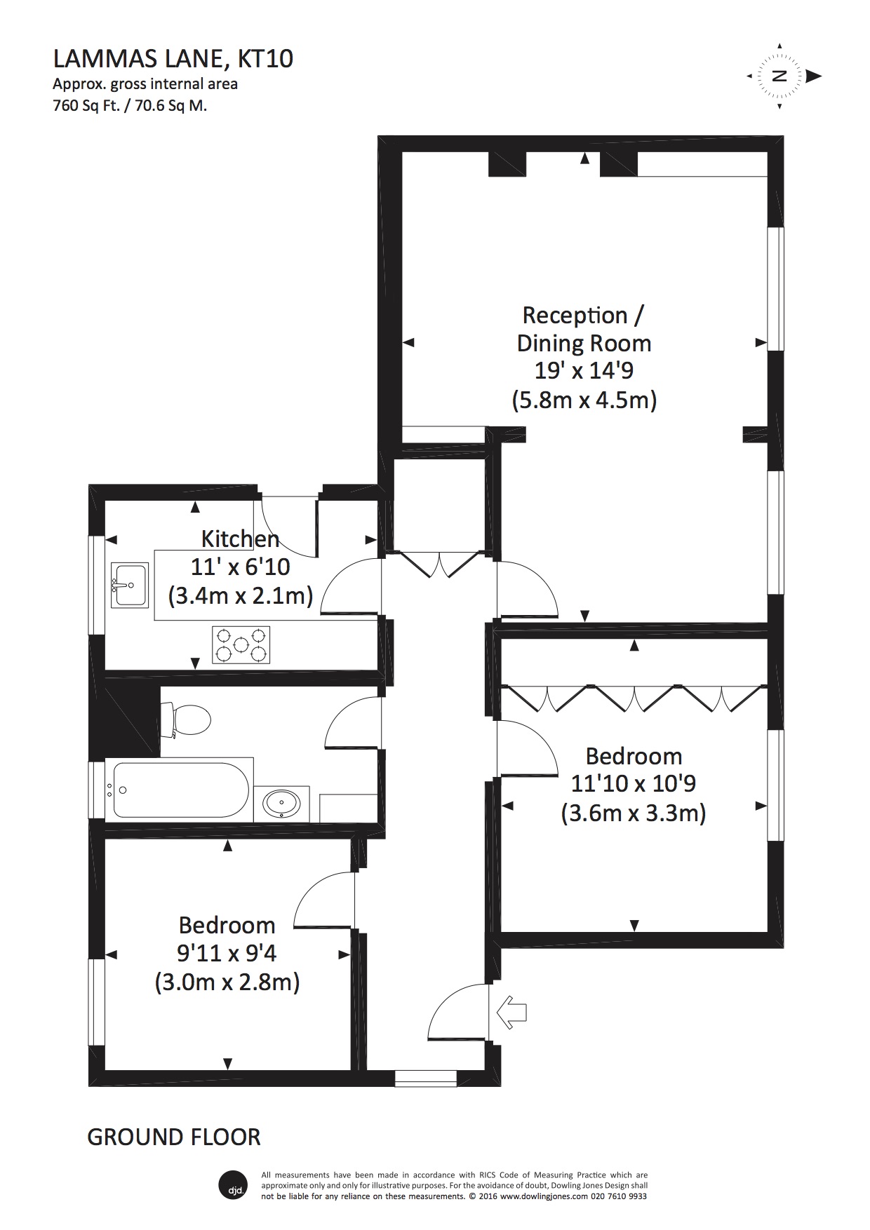 2 Bedrooms Flat to rent in Queens Close, Lammas Lane, Esher KT10