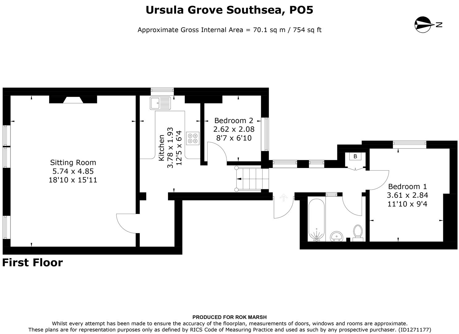 First Floor Flat, 9, St. Ursula Grove, Southsea floorplan