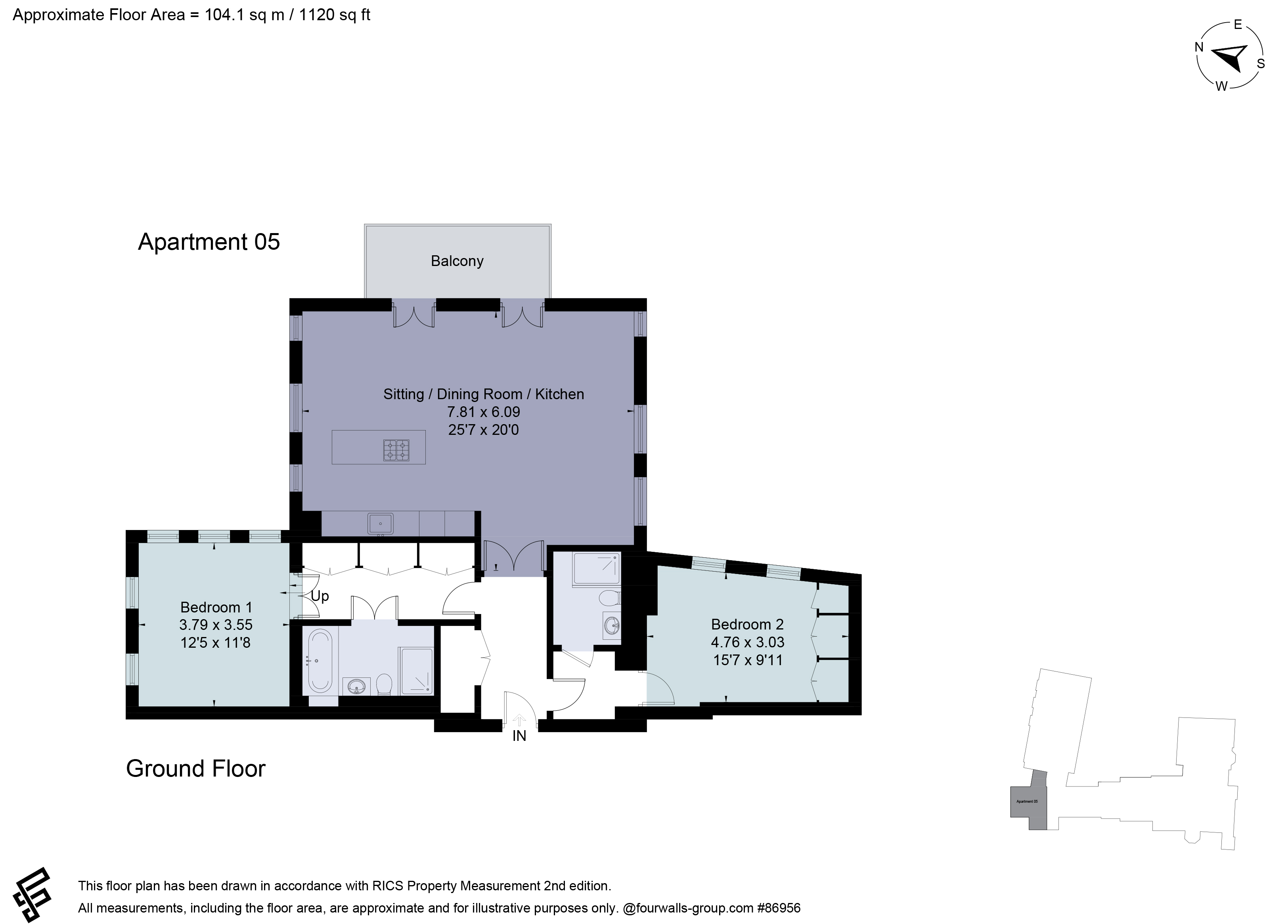 Flat 5, Rossdale Court, 44, Kew Foot Road, Richmond floorplan