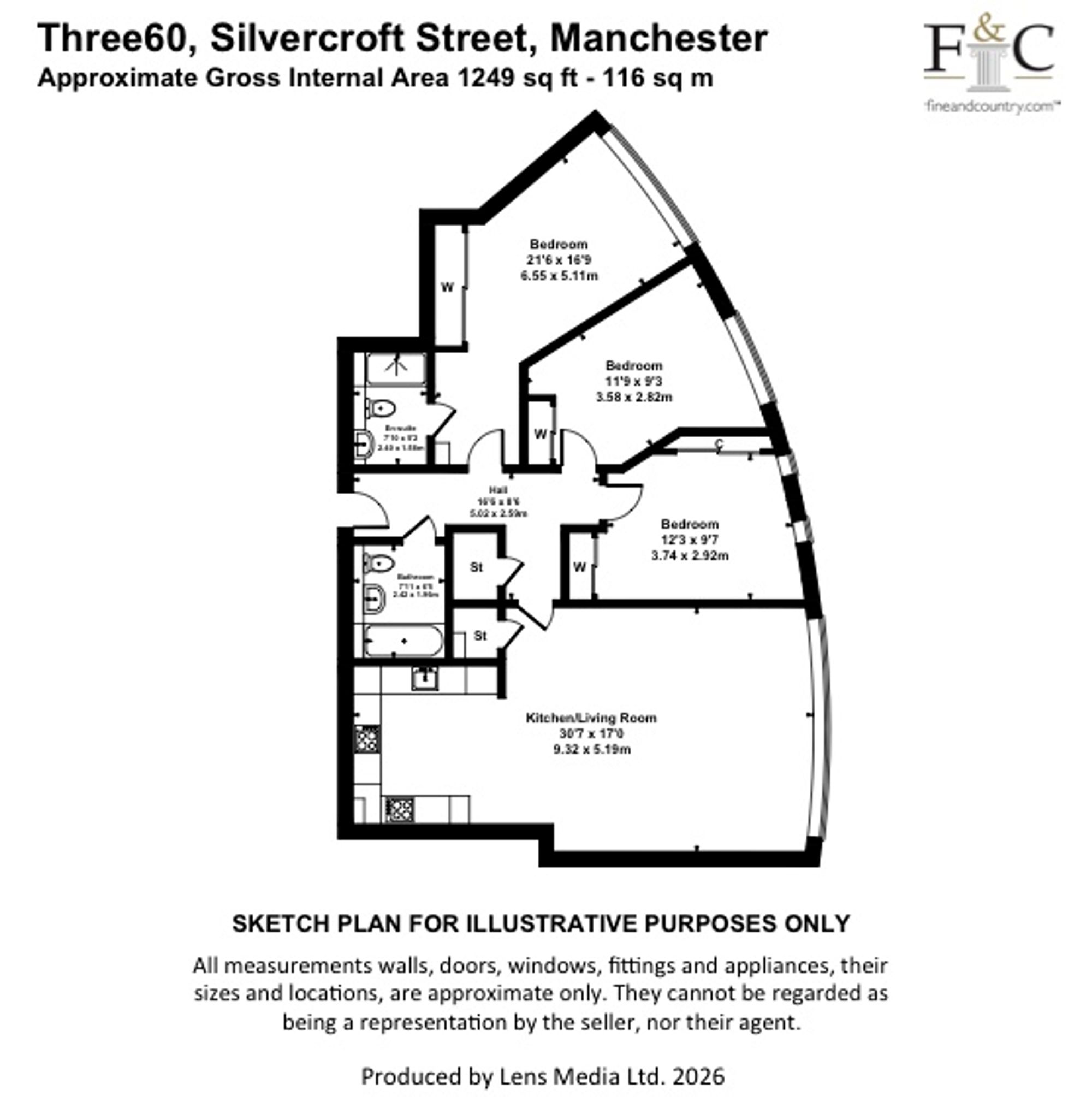 Flat 4605 Three60, 11 Silvercroft Street, Manchester, Manchester floorplan