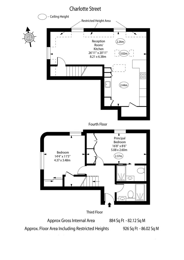 3 14A, Charlotte Street, London floorplan