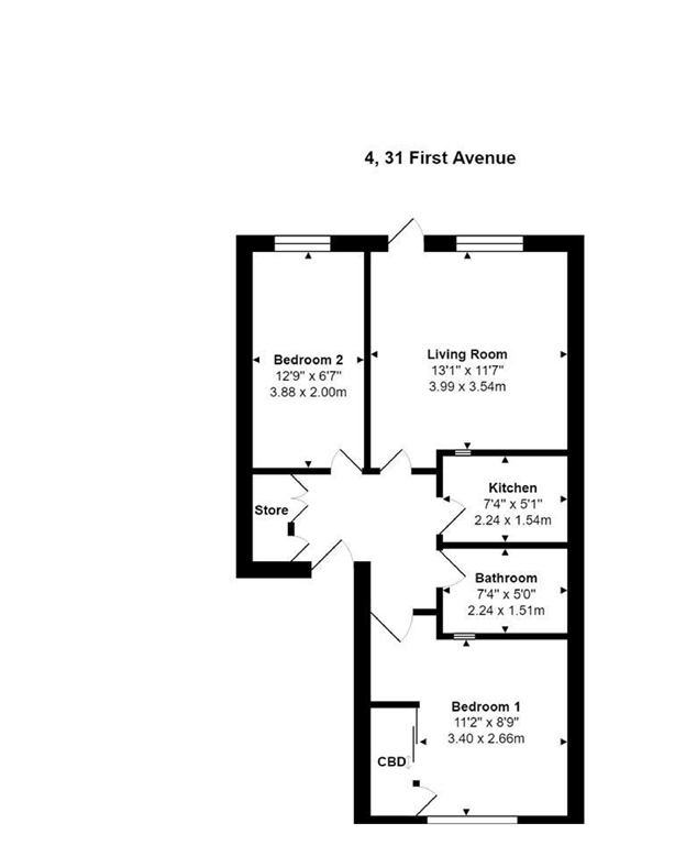 4, 31, First Avenue East Sussex, Hove floorplan