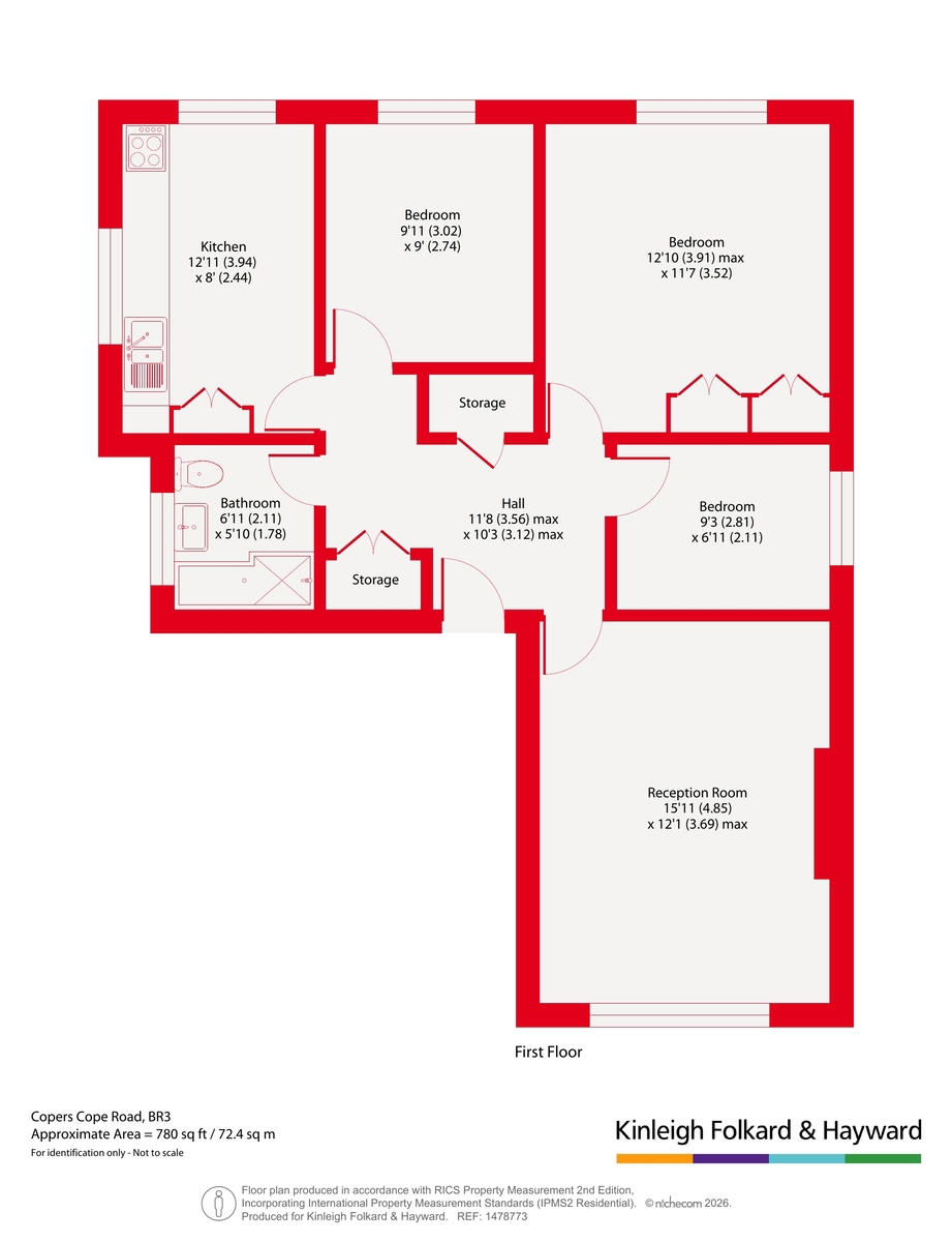 Flat 9, Warren Court, 28, Copers Cope Road, Beckenham floorplan