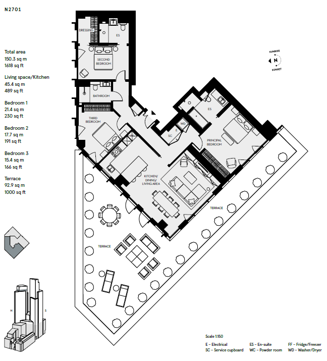 N2701 One Crown Place,, One Crown Place, London floorplan