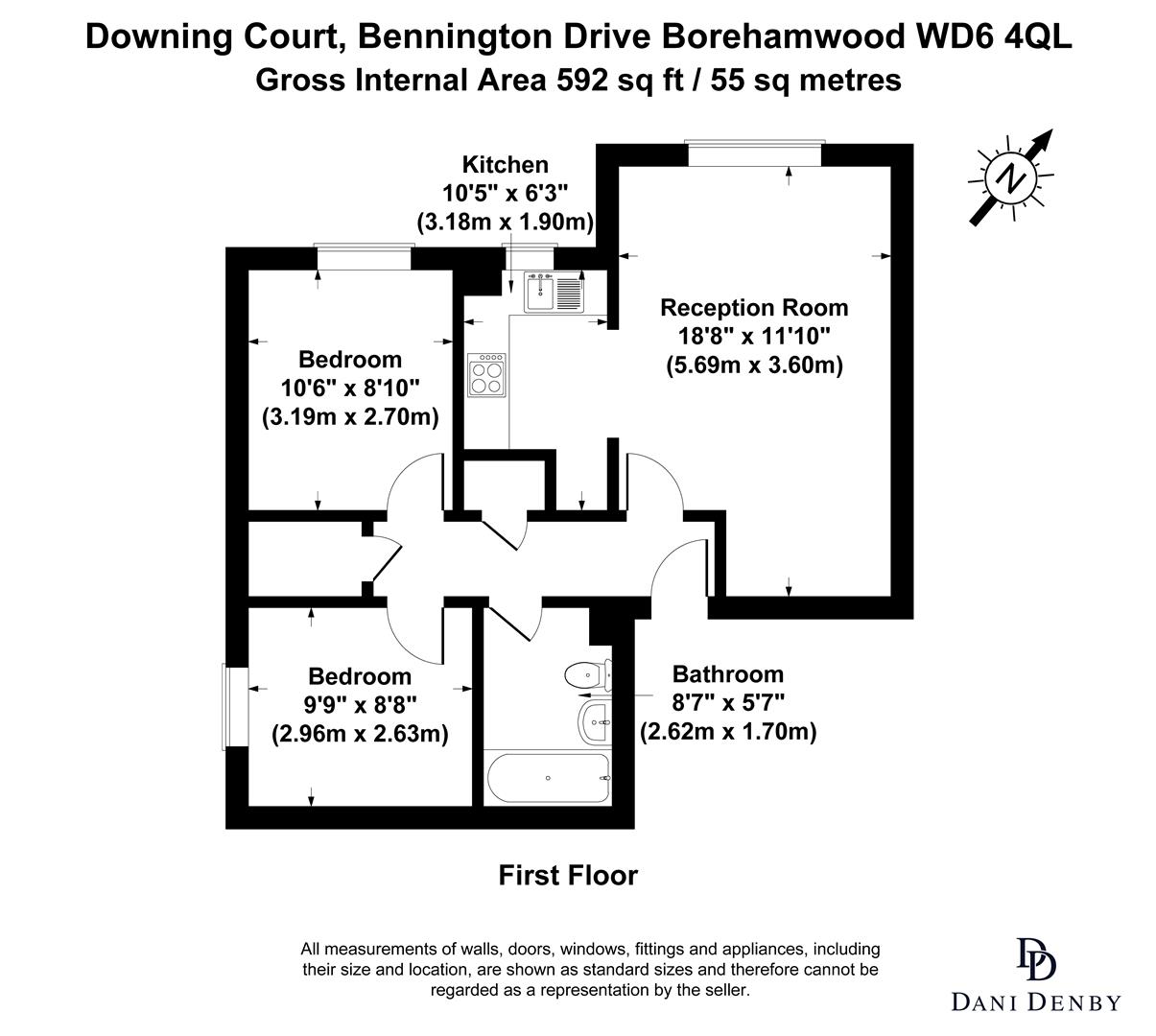 Flat 7, Downing Court, Bennington Drive, Borehamwood floorplan