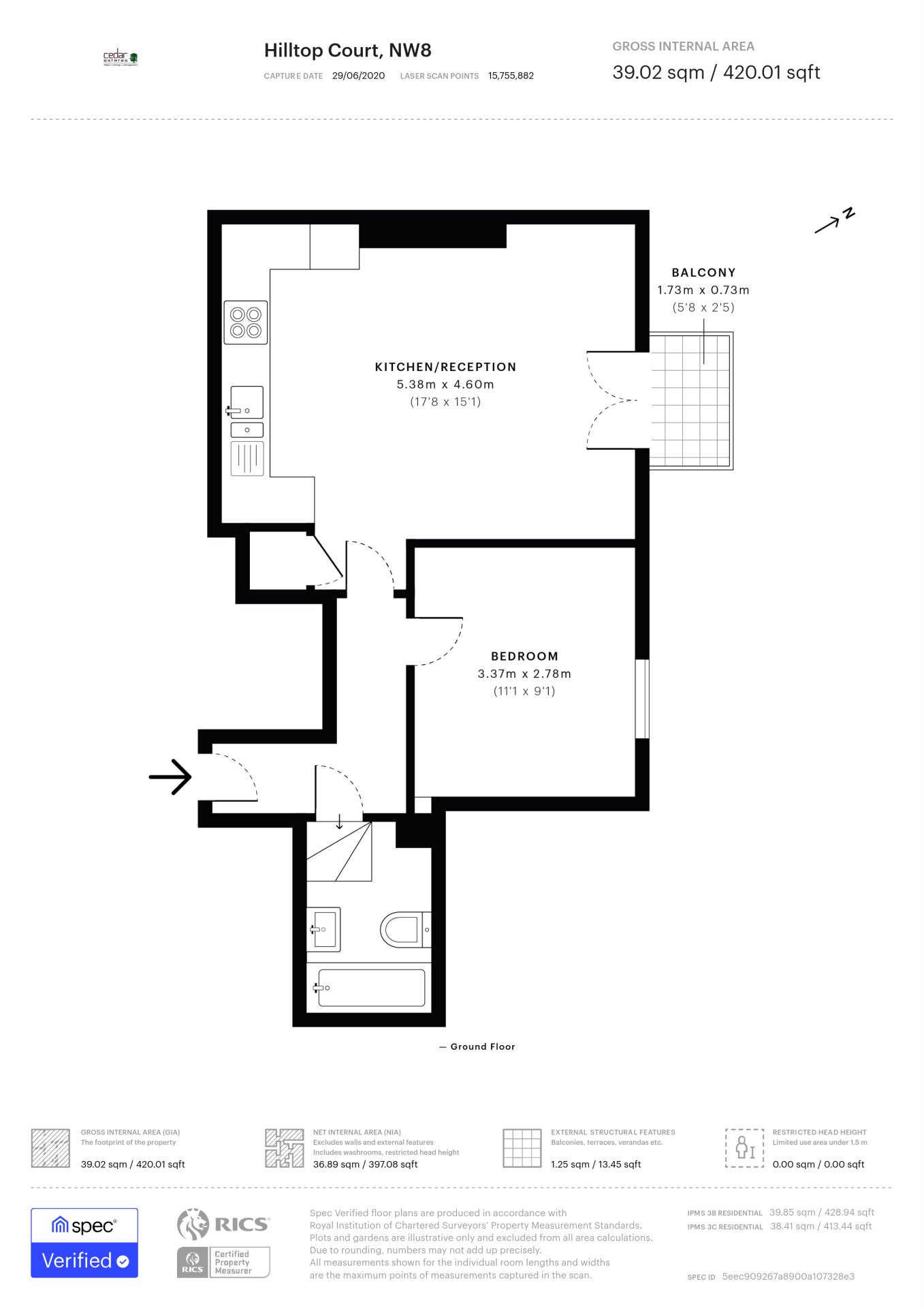 Flat 7 Hilltop Court, Alexandra Road, London floorplan