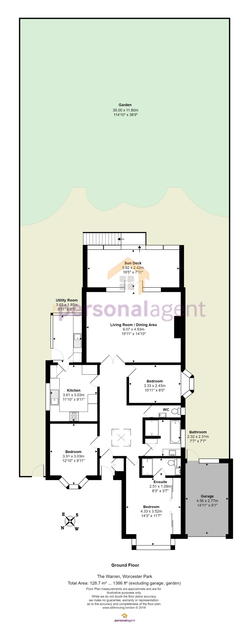 3 Bedrooms Detached bungalow for sale in The Warren, Worcester Park, Surrey KT4