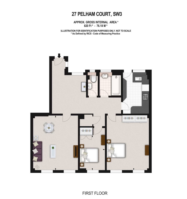 Apartment 27, Pelham Court, 145 Fulham Road, London floorplan