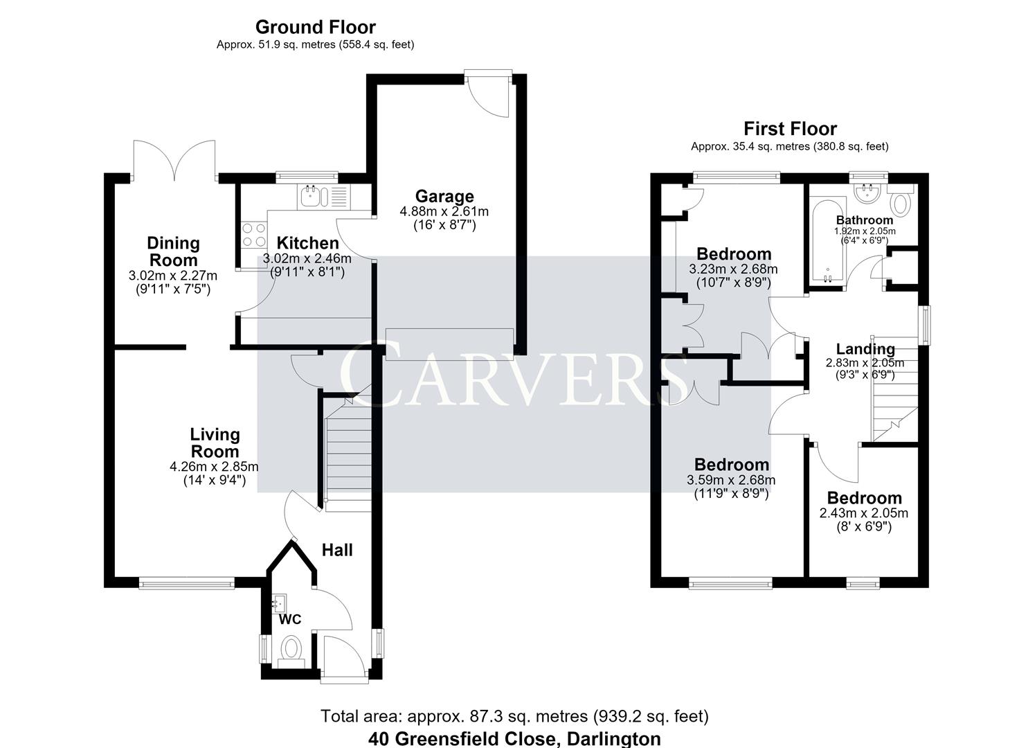 40, Greensfield Close, Darlington floorplan