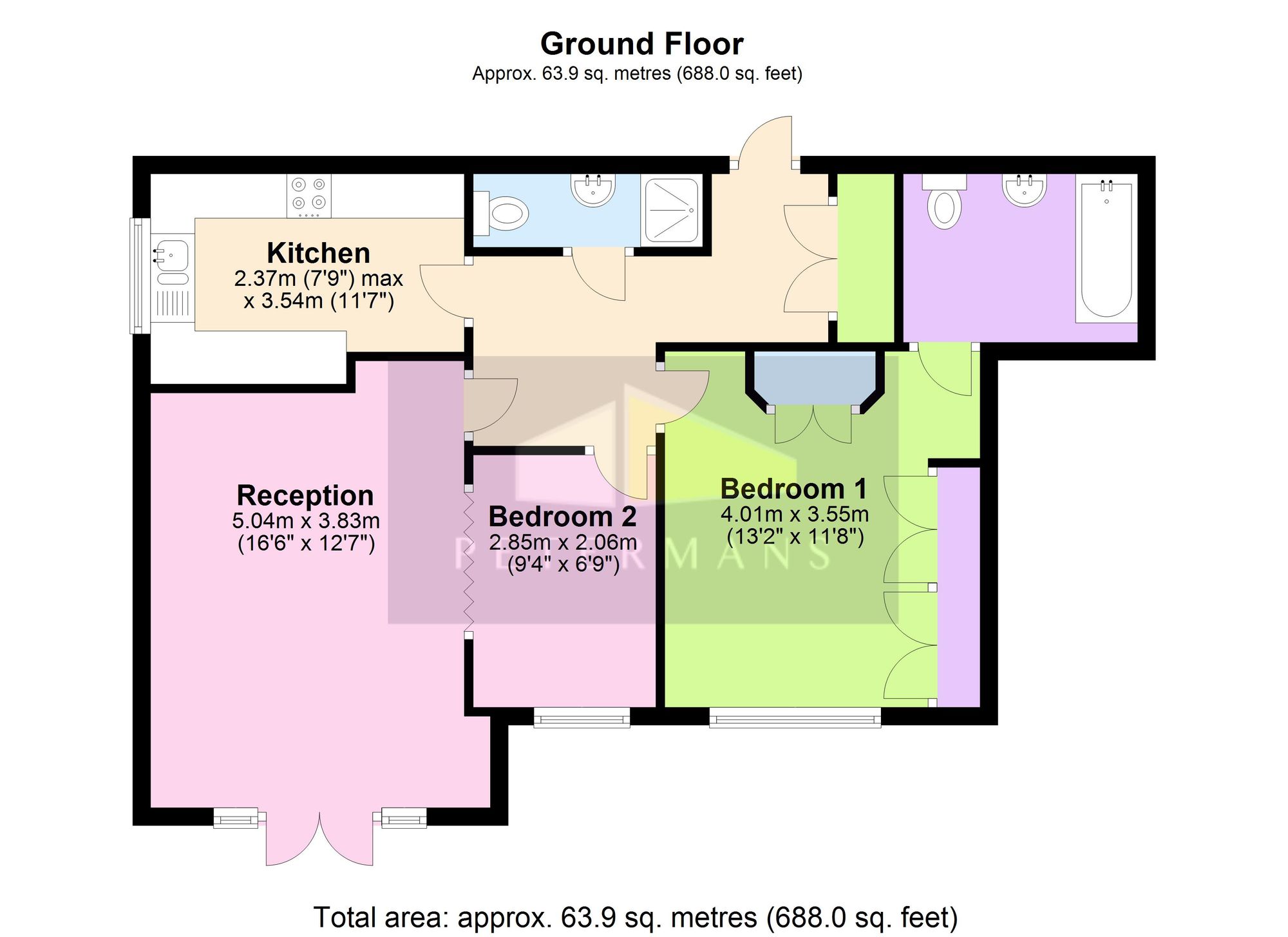 Flat 2, Eaton Court, Edgware floorplan