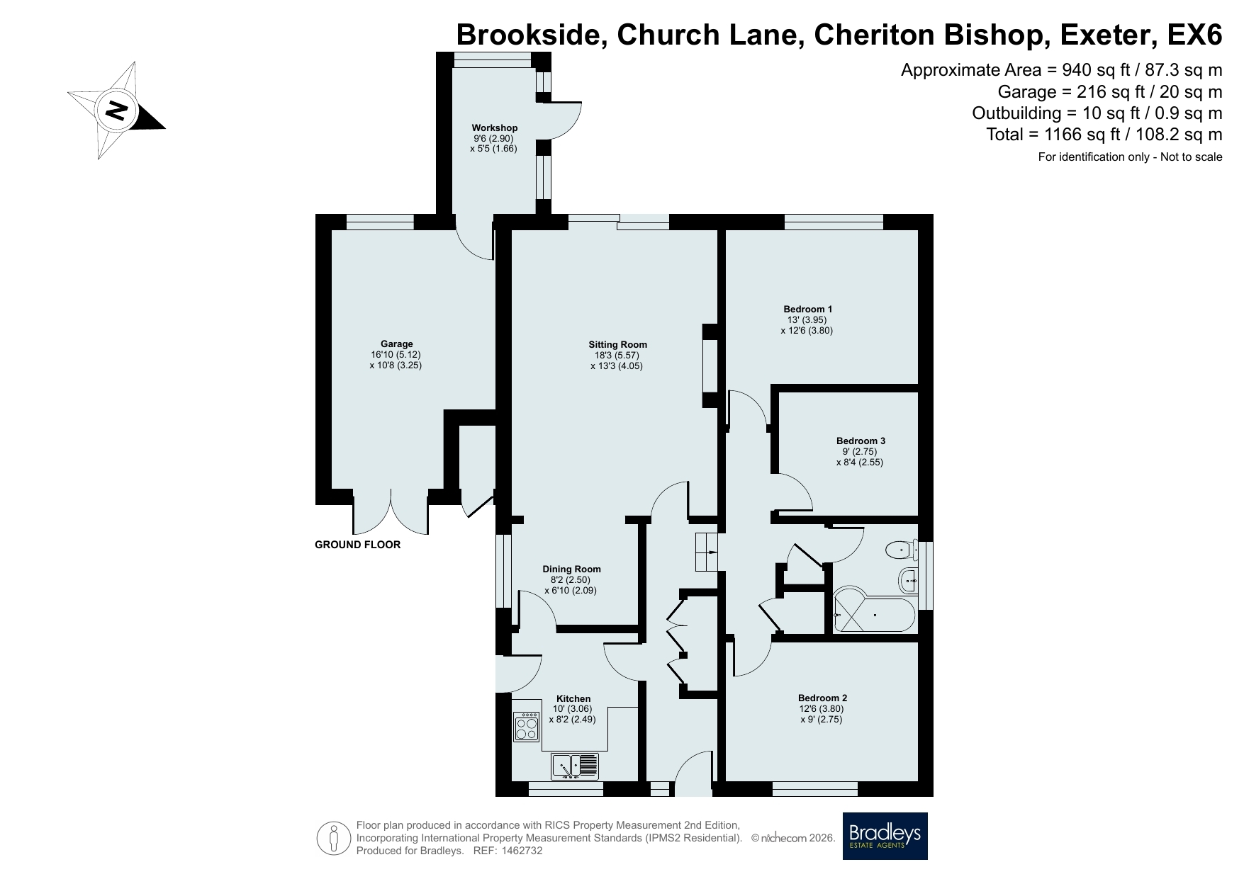 Brookside Church Lane, Cheriton Bishop Exeter Devon, Devon floorplan