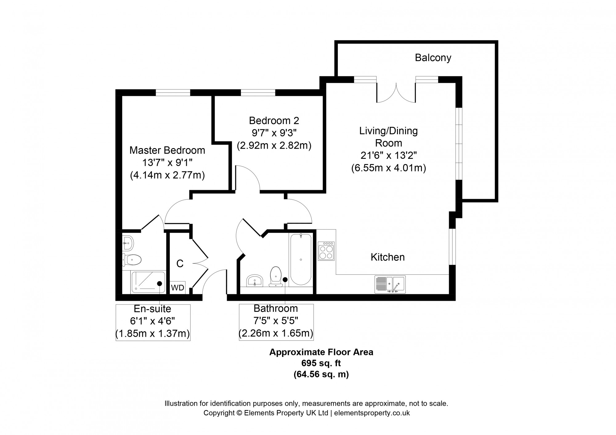 2 Bedrooms Flat for sale in Markham House, Kenley Place, Farnborough, Hampshire GU14