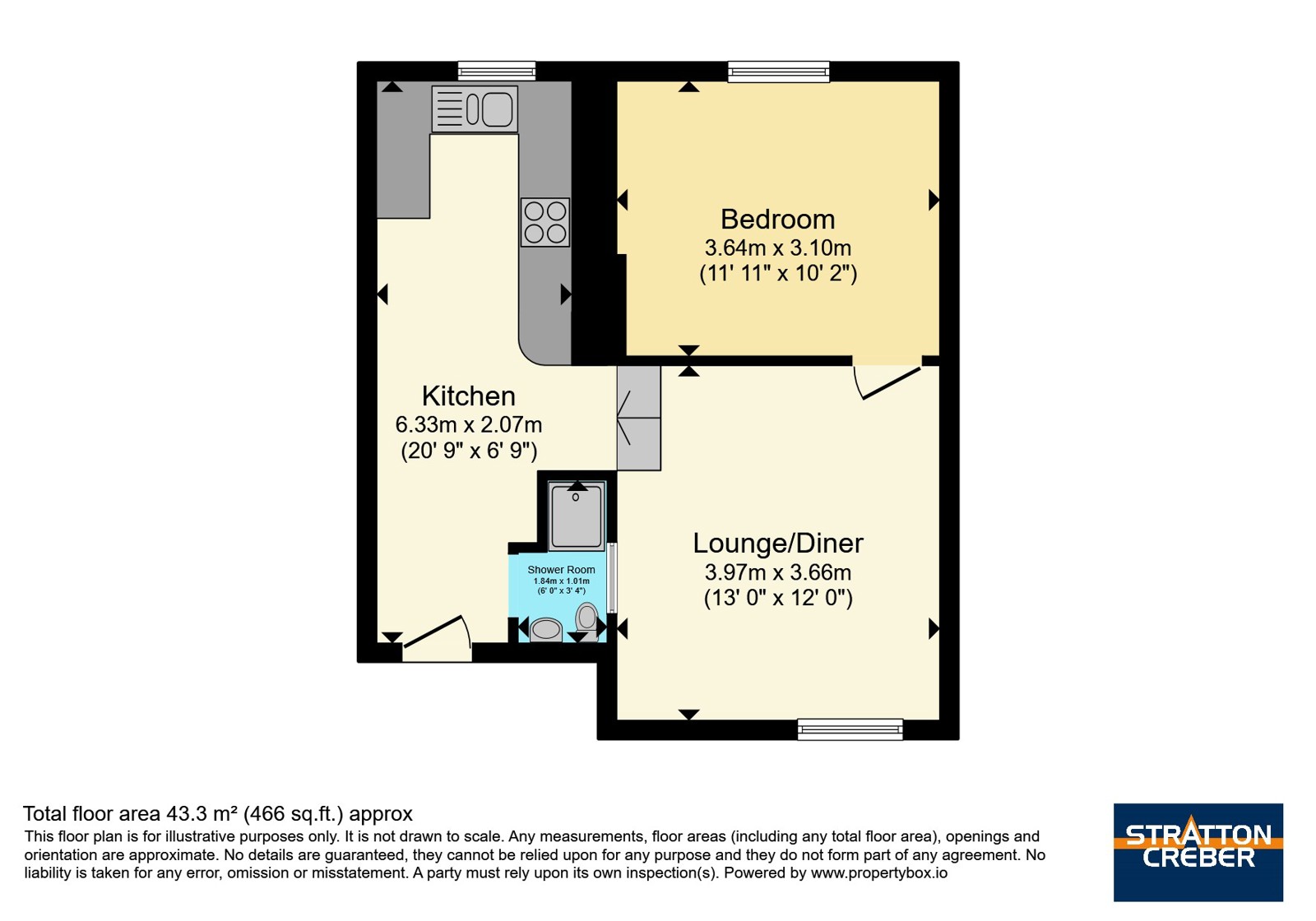 Flat 3, Crossmount, 58, Church Street, Newquay floorplan