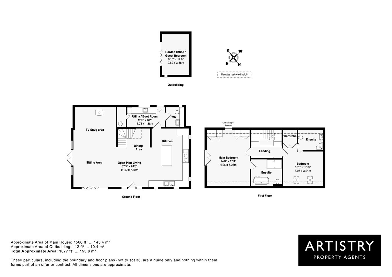 Bull Barn, Silver Street, Stevington, Bedfordshire (with Garden Studio) floorplan