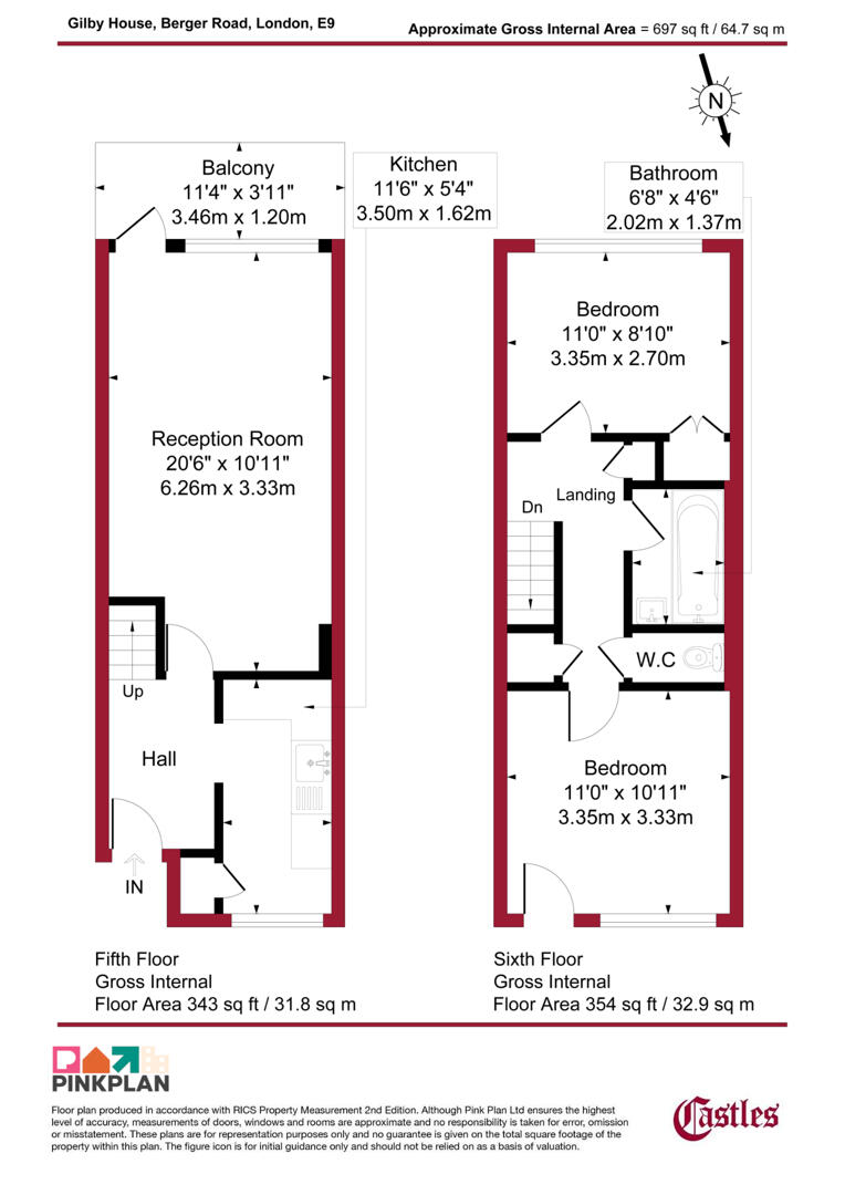 Flat 57, Gilby House, Berger Road, London floorplan