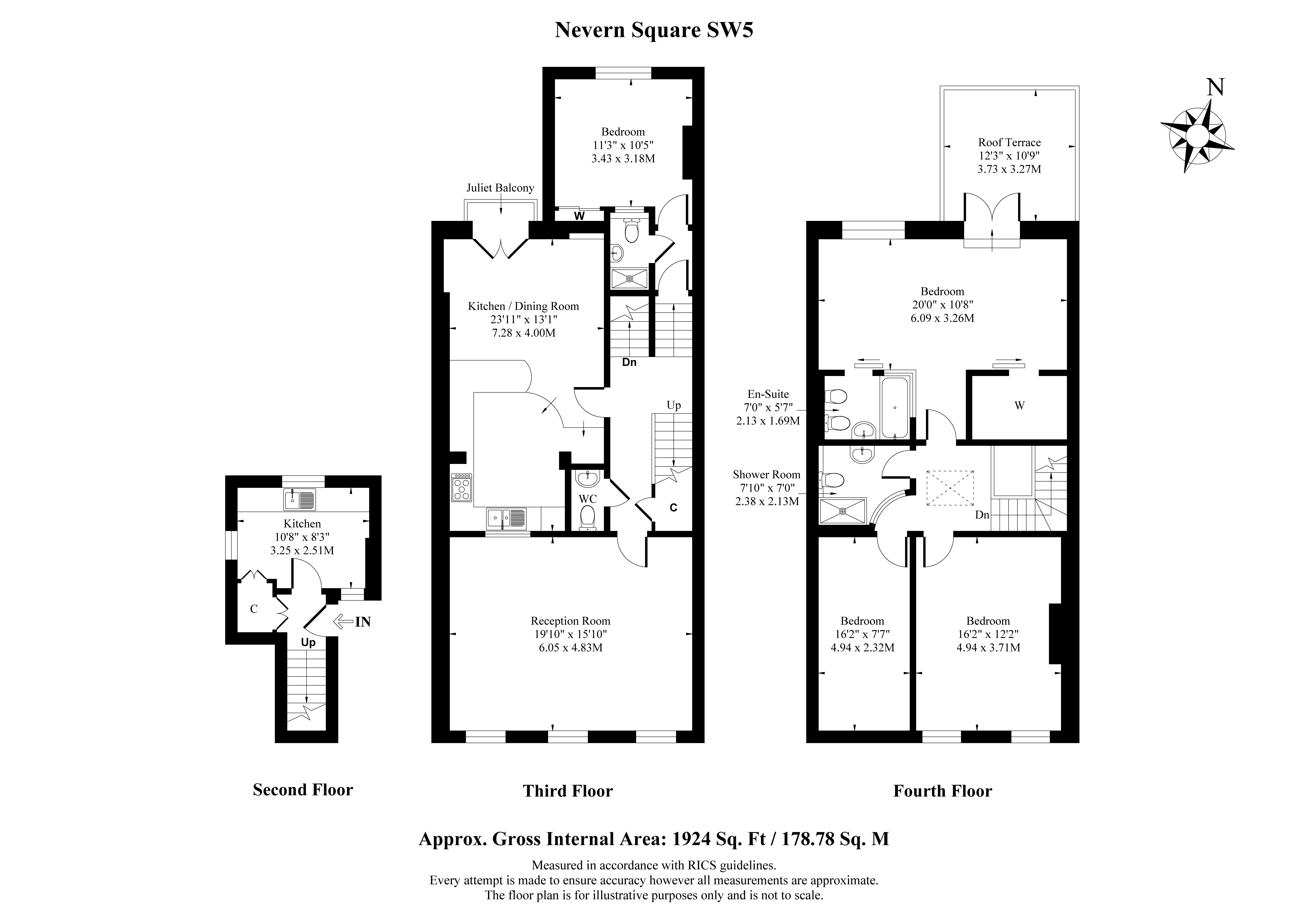 Second & Third Floor Flat, 47, Nevern Square, London floorplan