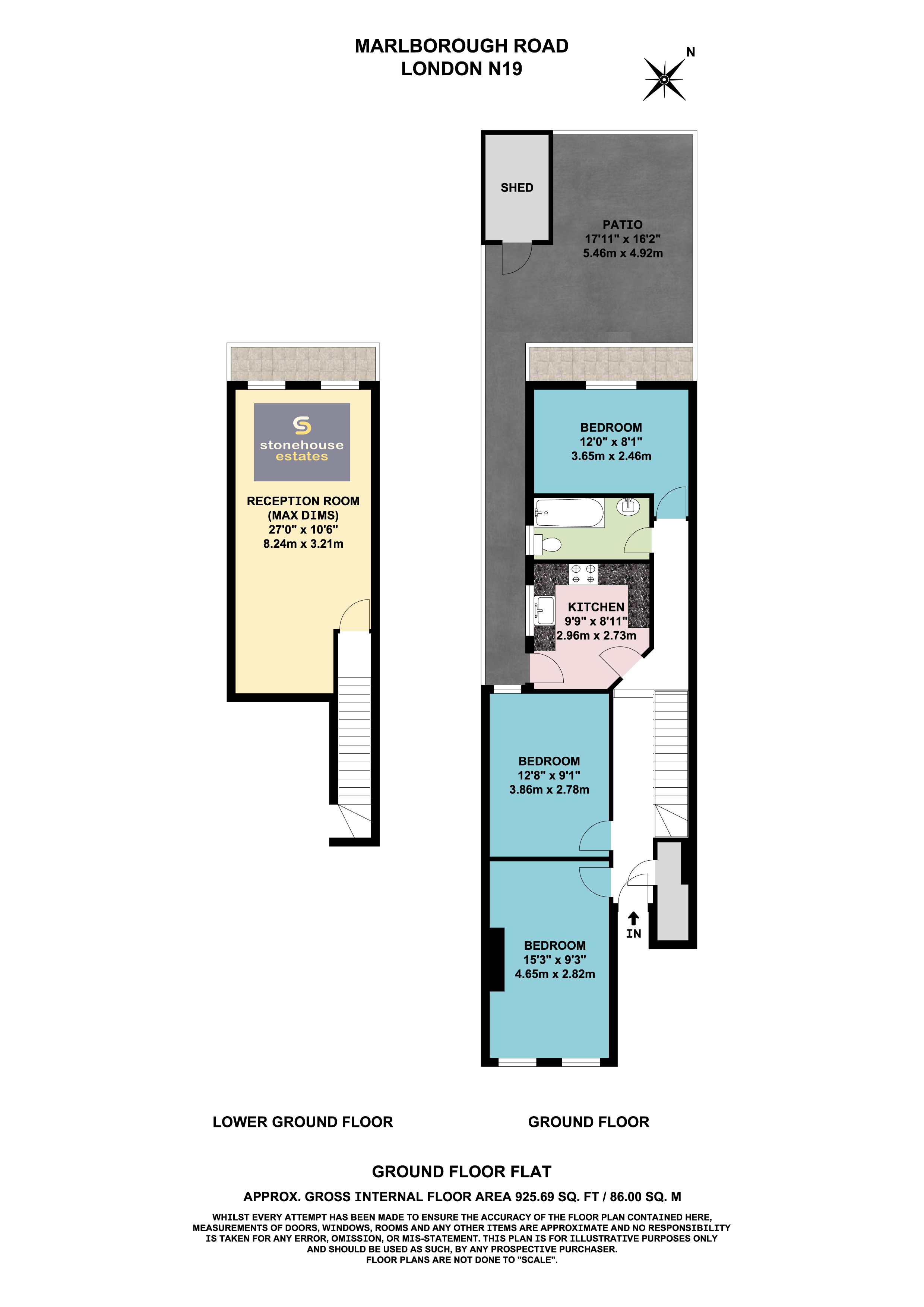 3 Bedrooms Flat to rent in Marlborough Road, London N19