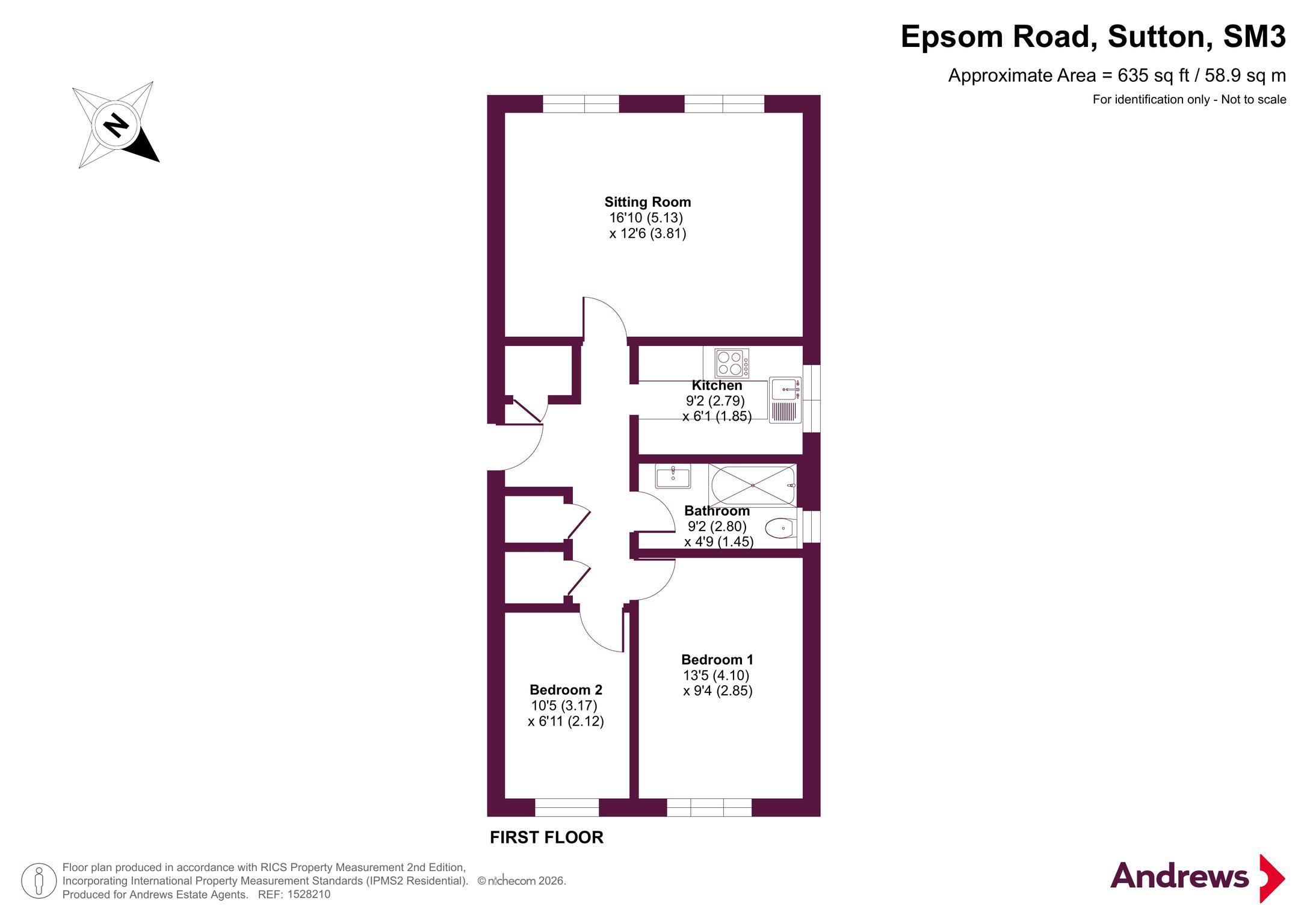 Flat 3, 88A,, Epsom Road, Sutton floorplan