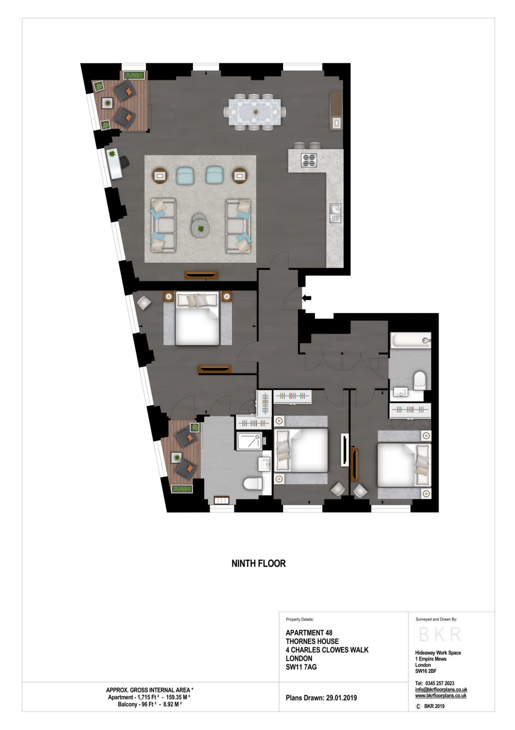 3 Bedrooms Flat to rent in Thornes House, Nine Elms, London SW11