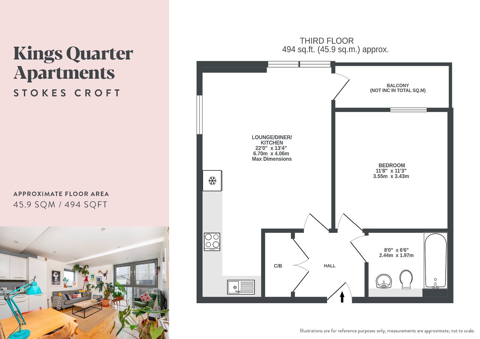 Flat 307, Kings Quarter Apartments,, 15 King Square Avenue, Bristol floorplan